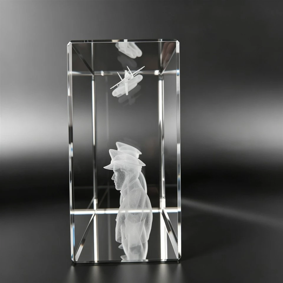 3D Engraved Military Crystal Award best