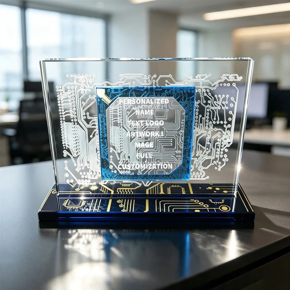 Bord taċ-ċirkwit Blue Base Crystal Trophy