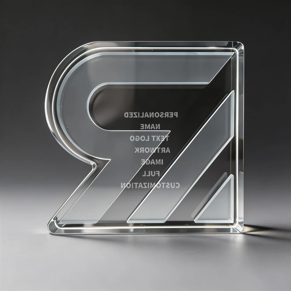 Custom Monogram Crystal Glass Desk Plaque high quality